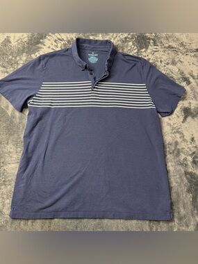 Tommy John Navy Polo with White Chest Stripes